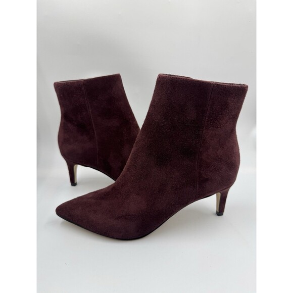 Nine West Women's 7.5 Maroon/Burgundy Sheeba Suede Zip Up Ankle Boots Shoes - Picture 1 of 16